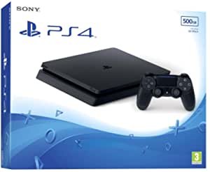 Sony PlayStation 4 Slim 1 Terabyte, Avec 1 manette sans fil DUALSHOCK 4 V2, Châssis F, Noir (Jet Black)
