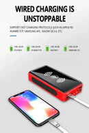 Chargeur solaire sans fil 80000mAh, Power Bank Portable d'urgence de voyage en plein air, pour Xiaomi Samsung IPhone